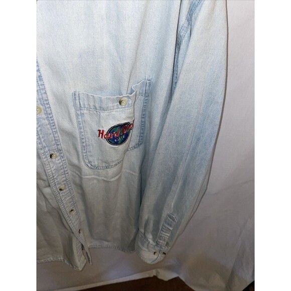 Hardrock Men’s Chambray Shirt Size Medium Blue Faded Look Comfort Casual Cozy - Picture 7 of 12